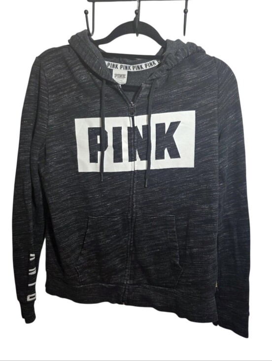 Victoria's Secret Tops - PINK Victoria's Secret Gray Marled Full Zip Hoodie Size Medium